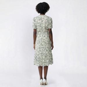 Womens Luxology Short Sleeve Tropical Linen Challis Midi Dress alternate view